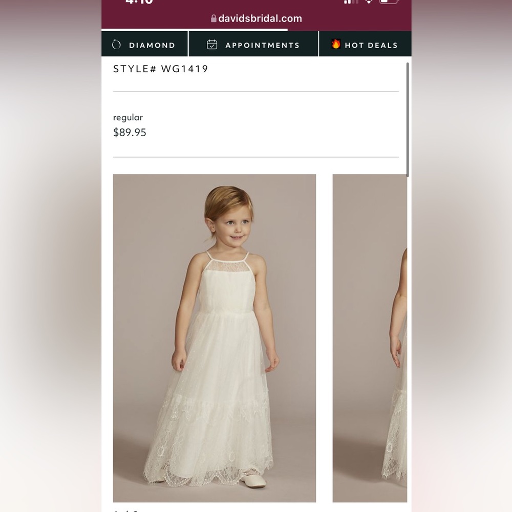 Davids bridal lace boho flower girl dress with keyhole back size 8
